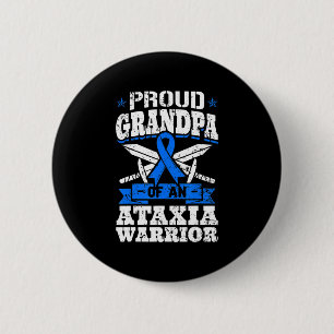 Proud Grandpa Of An Ataxia Warrior Awareness Ribbo 6 Cm Round Badge