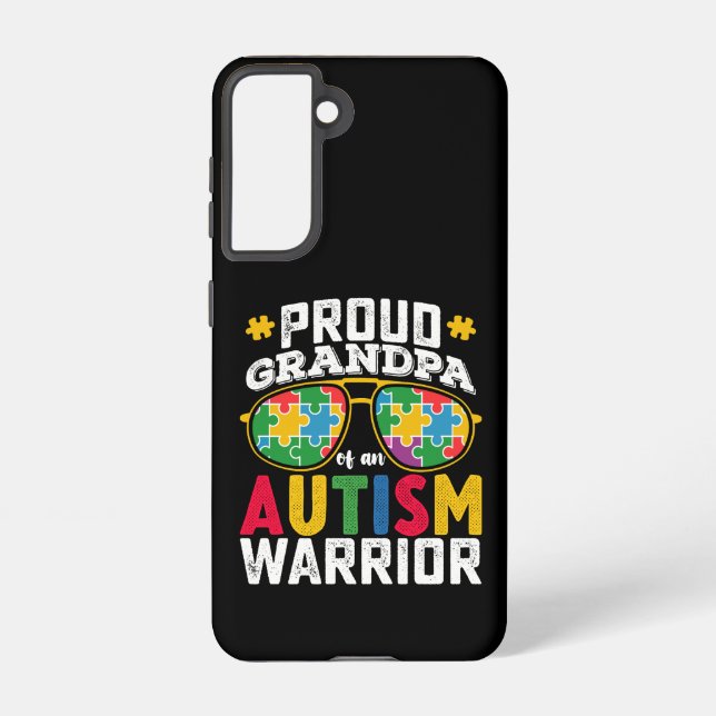 Proud Grandpa Of An Autism Warrior Family Samsung Galaxy S21 Case (Back)
