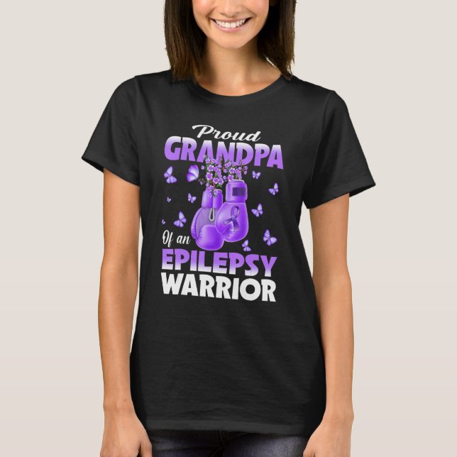 Proud Grandpa Of An Epilepsy Warrior Epilepsy Awar T-Shirt (Front)
