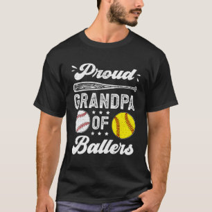 Proud Grandpa Of Ballers Baseball Softball Grandpa T-Shirt