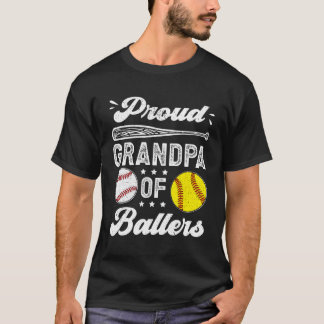 Proud Grandpa Of Ballers Baseball Softball Grandpa T-Shirt
