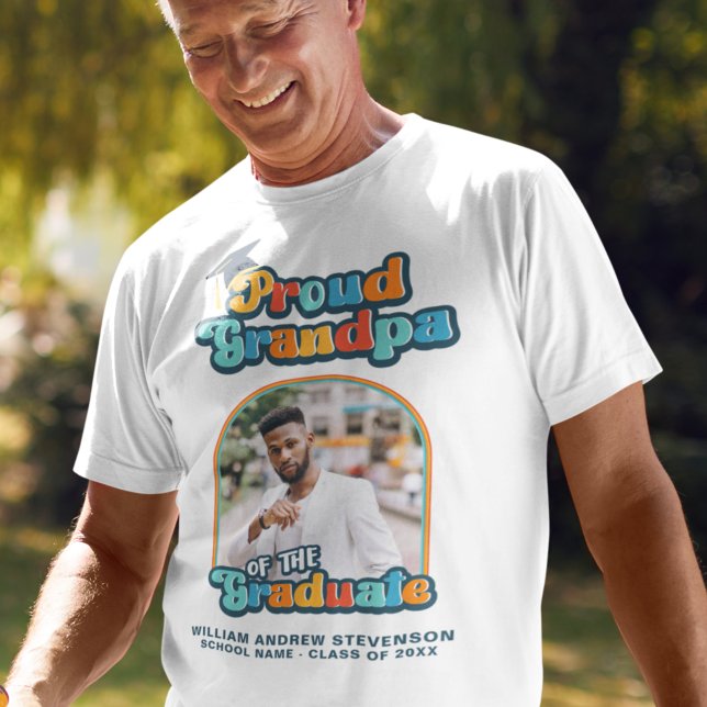 Proud Grandpa of the graduate photo groovy retro T-Shirt (Creator Uploaded)