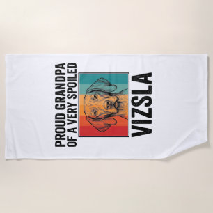 Proud Grandpa Vizsla Vintage Dog Lover Design_1 Beach Towel