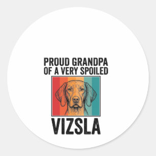 Proud Grandpa Vizsla Vintage Dog Lover Design_1 Classic Round Sticker