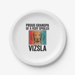 Proud Grandpa Vizsla Vintage Dog Lover Design_1 Paper Plate