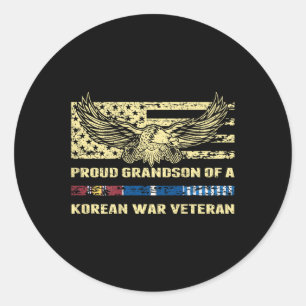 Proud Grandson Of A Korean War Veteran Military Ve Classic Round Sticker