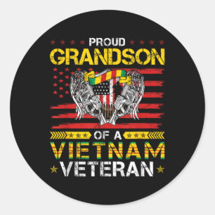 Proud Grandson Of A Vietnam Veteran  Classic Round Sticker