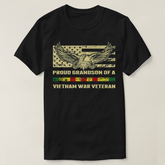 Proud Grandson Of A Vietnam Veteran Military Vets  T-Shirt (Design Front)