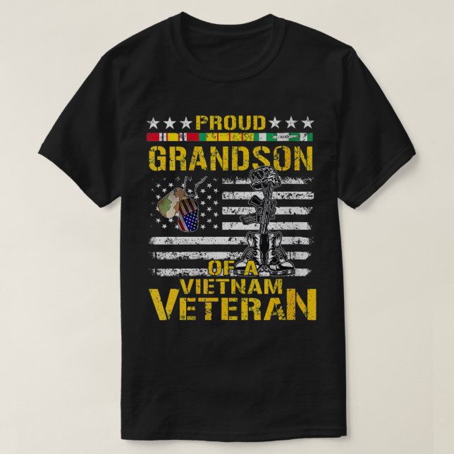 Proud Grandson Of A Vietnam Veteran Vietnam War T- T-Shirt (Design Front)