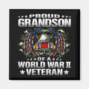 Proud Grandson Of A World War 2 Veteran Military V Magnet