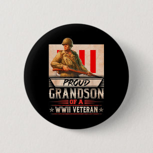 Proud Grandson Of A Wwii Veteran  6 Cm Round Badge