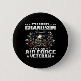 Proud Grandson Of An Air Force Veteran Military Ve 6 Cm Round Badge