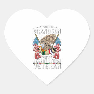 Proud grandson of desert storm veteran army gift heart sticker