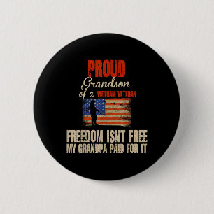 Proud Grandson Of Vietnam Veteran Military Family 6 Cm Round Badge