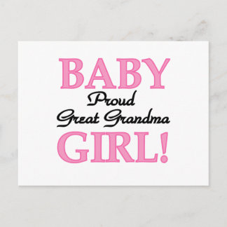 Proud Great Grandma Baby Girl Tshirts and Gifts Postcard