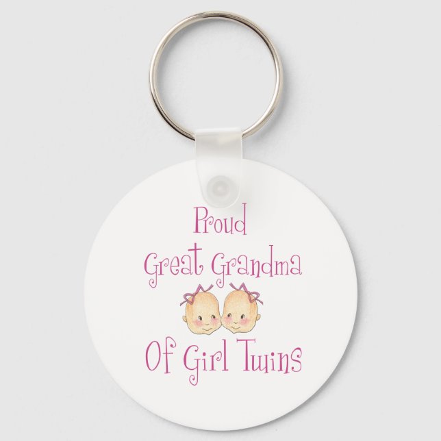 Proud Great Grandma Of Girl Twins Key Ring (Front)
