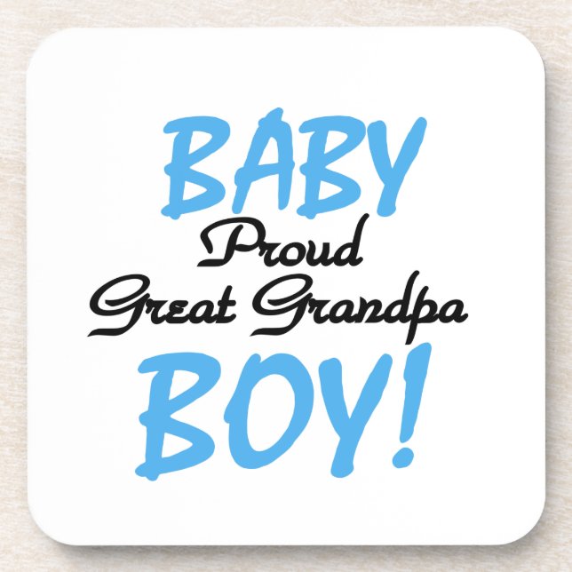 Proud Great Grandpa Baby Boy Gifts Coaster (Front)