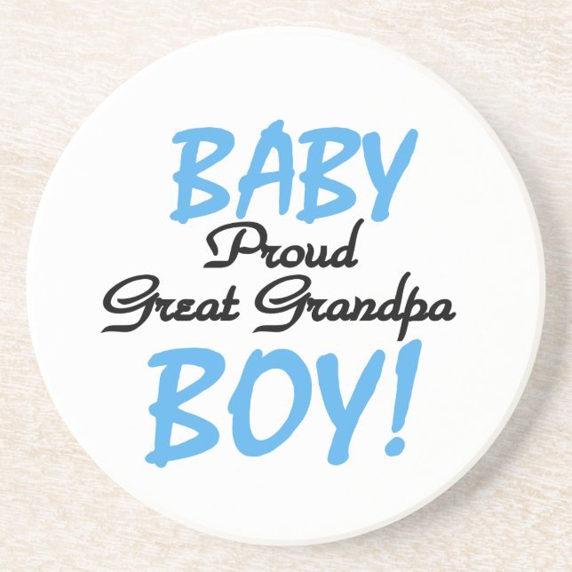 Proud Great Grandpa Baby Boy Gifts Coaster (Front)