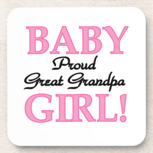 Proud Great Grandpa Baby Girl Gifts Coaster