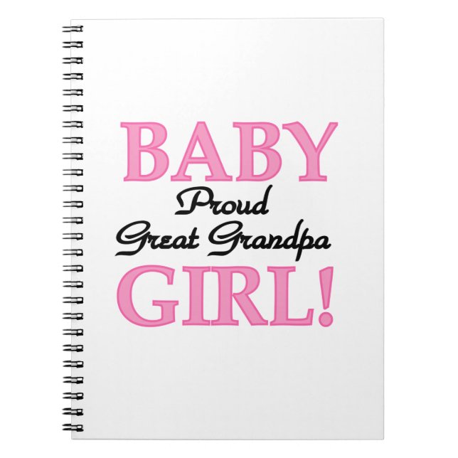 Proud Great Grandpa Baby Girl Gifts Spiral Notebook (Front)