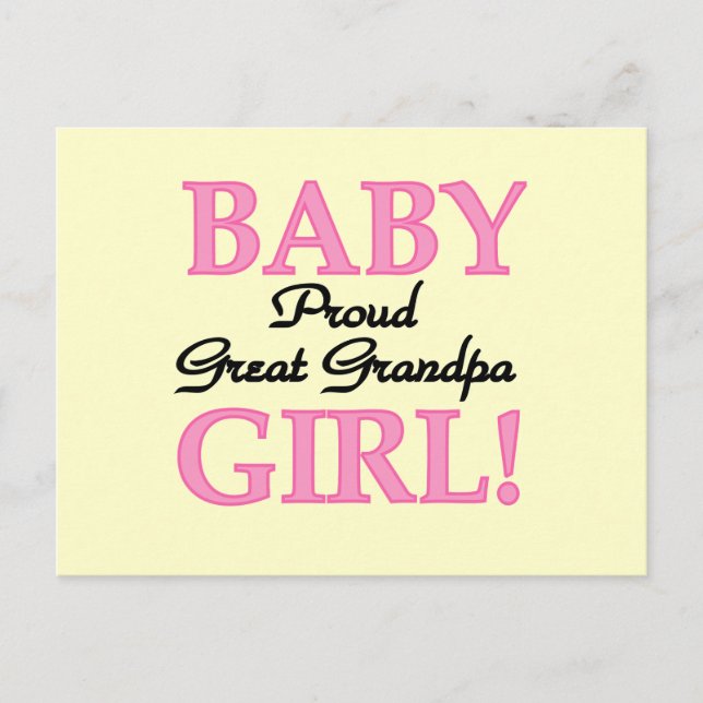 Proud Great Grandpa of Girl T-shirts and Gifts Postcard (Front)