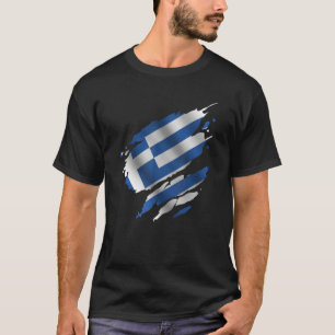 Proud Greece Root Torn Ripped greek Flag T-Shirt