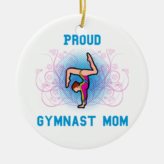Proud Gymnast Mum Ceramic Tree Decoration (Front)