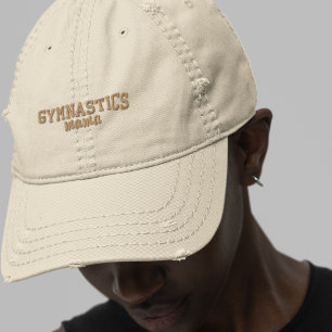 Proud Gymnastics Mum Mama Competition Distressed Embroidered Hat