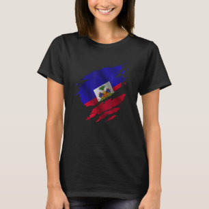 Proud Haitian Root Torn Ripped Haitia Flag T-Shirt