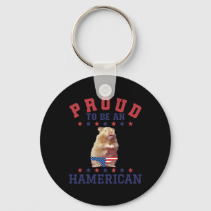 Proud Hamerican 4th July Patriotic American Hamste Key Ring