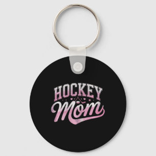 Proud Hockey Mom Simple Heart Design Key Ring