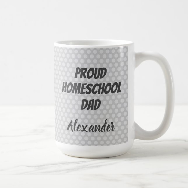 Proud Homeschool Dad Grey Polka dots Coffee Mug (Right)