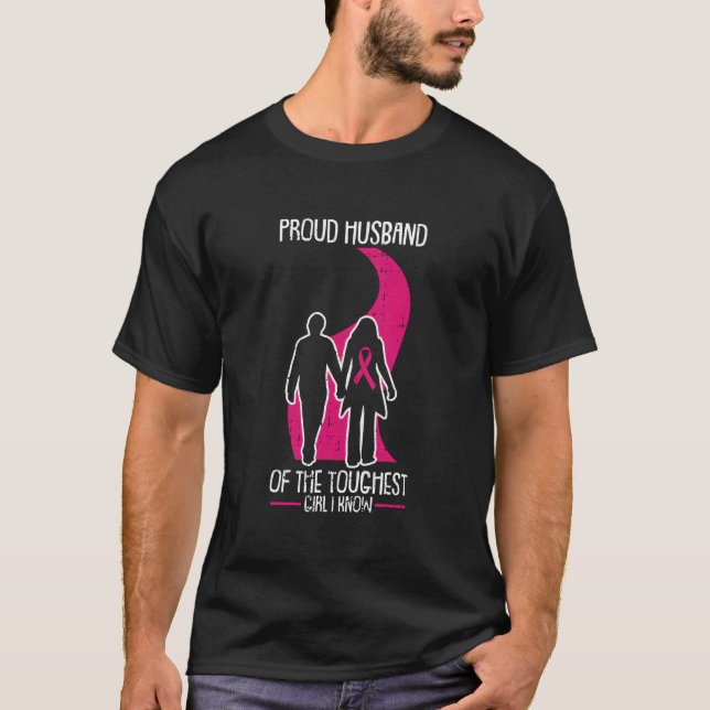 Proud Husband Breast Cancer Awareness K Ribbon War T-Shirt (Front)