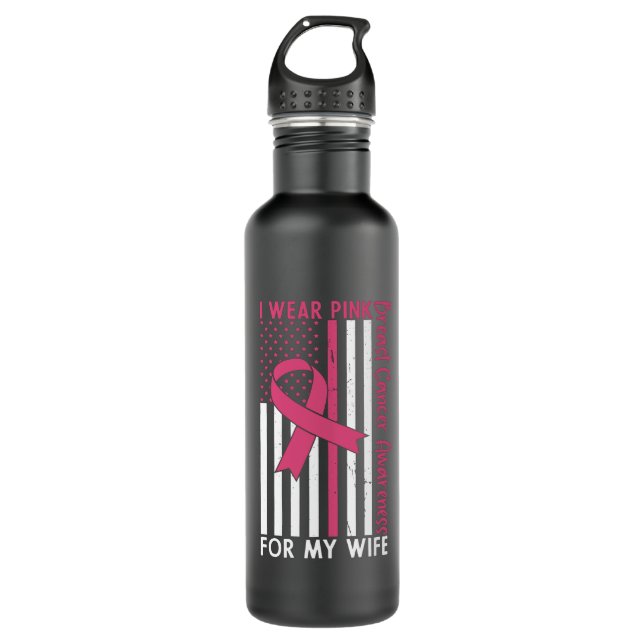 Proud Husband Of A Breast Cancer Warrior Wife 710 Ml Water Bottle (Front)