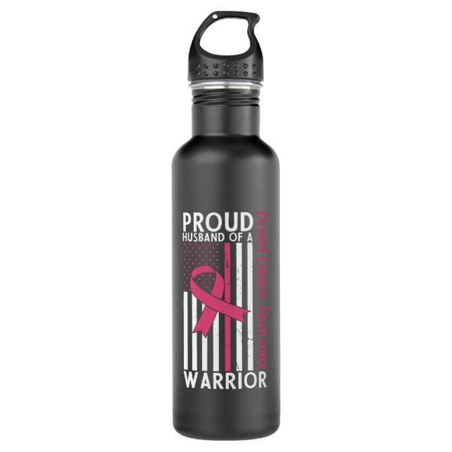 Proud Husband Of A Breast Cancer Warrior Wife 710 Ml Water Bottle (Front)
