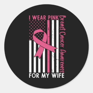 Proud Husband Of A Breast Cancer Warrior Wife Classic Round Sticker