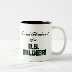 Proud Husband of a US Soldier Tshirts and Gifts Two-Tone Coffee Mug