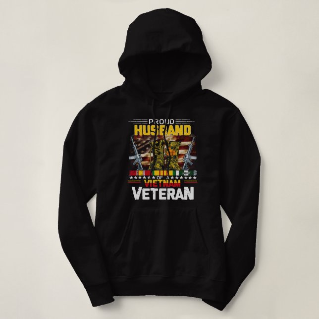 Proud HUSBAND Of A Vietnam Veteran Vietnam War Vet Hoodie (Design Front)