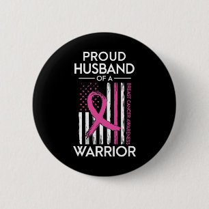 Proud Husbynd Of A Warrior Breast Cancer Awareness 6 Cm Round Badge