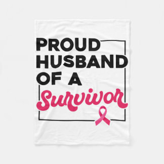 Proud Husbynd Of Survivor Breast Cancer Awareness Fleece Blanket