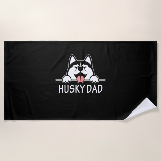 Proud Husky Dog Beach Towel (Front)
