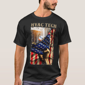Proud Hvac Tech American Flag Love Hvac Tech Job T-Shirt