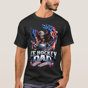 Proud Ice Hockey Dad - Aamerican Flag Patriotic T-Shirt