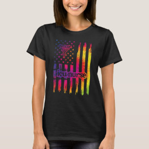 Proud Icu Nurse Us Flag Intensive Care Unit Nurse T-Shirt
