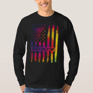 Proud Icu Nurse Us Flag Intensive Care Unit Nurse T-Shirt
