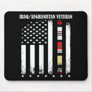 Proud Iraq Afghanistan Veteran Flag Mouse Pad