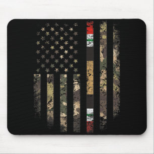 Proud Iraq War Veteran Camo Us Flag Ribbon Militar Mouse Pad