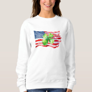 Proud Irish American Flag 4 Leaf Clover Ireland Sweatshirt