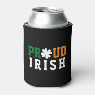 Proud Irish Shamrock Lucky Clover Quote  St Paddy Can Cooler