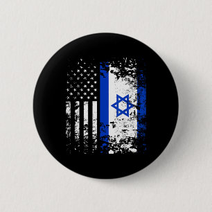 Proud Israeli Usa Flag Patriotic Pride American Is 6 Cm Round Badge